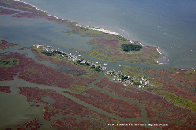 Aerial photograph of Smith Island Maryland, Rhodes Point