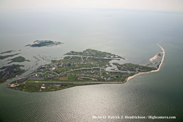 Aerial photograph of Tangier Island - East View