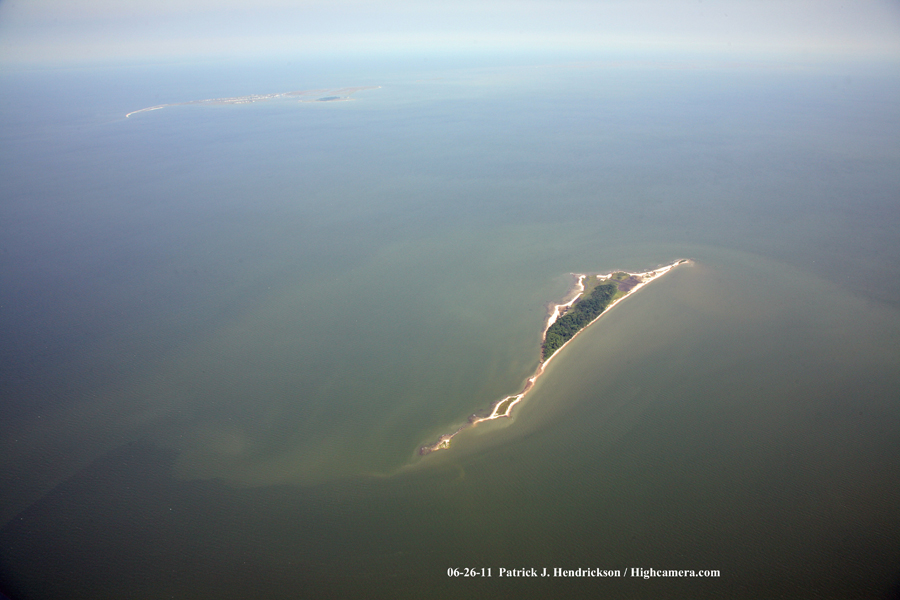 Aerial photograph of Watts Island and Tangier Island