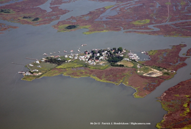 Aerial photograph of Tylerton Smith Island Maryland, Tylerton Northwest View