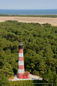 Aerial photograph of assateague lighthouse