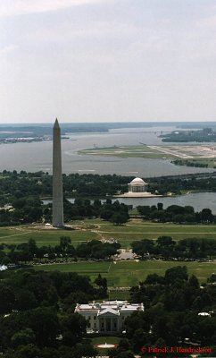 Aerial photograph of the Memorials on the Potomac